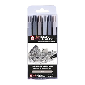 sakura koi coloring brush bold pen set of 6 multicolor