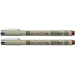 sakura pigma micron 05 fineliner pen 045mm line width pack of 2 brown