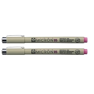 sakura pigma micron 05 fineliner pen 045mm line width pack of 2 rose