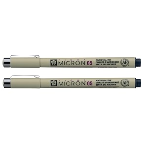 sakura pigma micron 05 fineliner pen 045mm line width pack of 2 blue black