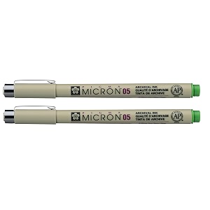 sakura pigma micron 05 fineliner pen 045mm line width pack of 2 yellow green