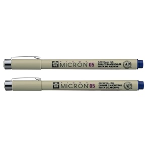 sakura pigma micron 05 fineliner pen 045mm line width pack of 2 royal blue