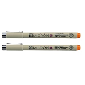 sakura pigma micron 05 fineliner pen 045mm line width pack of 2 orange
