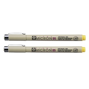 sakura pigma micron 05 fineliner pen 045mm line width pack of 2 yellow