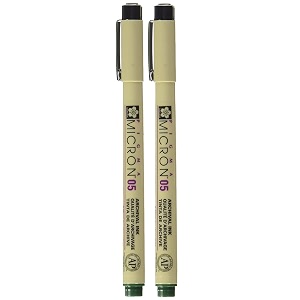 sakura pigma micron 05 fineliner pen 045mm line width pack of 2 hunter green