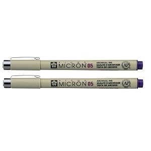 sakura pigma micron 05 fineliner pen 045mm line width pack of 2 violet