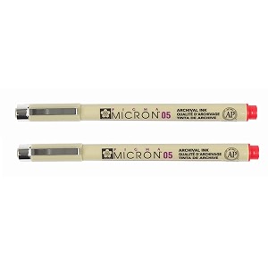 sakura pigma micron 05 fineliner pen 045mm line width pack of 2 red