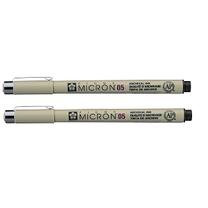 sakura pigma micron 05 fineliner pen 045mm line width pack of 2 sepia