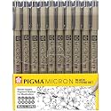 SAKURA Pigma Micron Fineliner Pens, Classic Set of 10 Nib Sizes, Black
