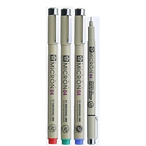 sakura pigma micron pack of 4 essential colors blackredbluegreen 04