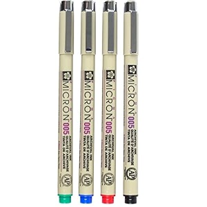 sakura pigma micron pack of 4 essential colors blackredbluegreen 005