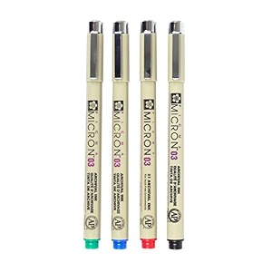 sakura pigma micron pack of 4 essential colors blackredbluegreen 03