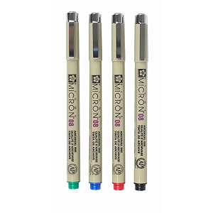 sakura pigma micron pack of 4 essential colors blackredbluegreen 08