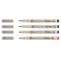 SAKURA PIGMA MICRON, PACK OF 4 ESSENTIAL COLORS, BLACK+RED+BLUE+SEPIA, (PN)