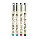 SAKURA PIGMA MICRON, PACK OF 4 ESSENTIAL COLORS, BLACK+RED+BLUE+GREEN, (03)