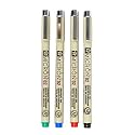 SAKURA PIGMA MICRON, PACK OF 4 ESSENTIAL COLORS, BLACK+RED+BLUE+GREEN, (02)
