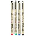 SAKURA PIGMA MICRON, PACK OF 4 ESSENTIAL COLORS, BLACK+RED+BLUE+GREEN, (05)
