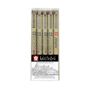 sakura pigma micron pens set of 5 dark cool grey color set