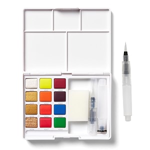sakura xncw-12mh koi watercolor cac box 12 color field sketch set assorted fluorescent amp metallics