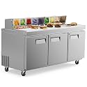 Salad Bar, 72" W Commercial Refrigerated Prep Table with 18 Pans