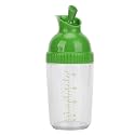 Salad Dressing Shaker, 200ml Plastic Clear Measuring Bottle for Mixing Ranch Homemade Sauce Container BPA Free Dripless Pour PP Dispenser Leak Proof Sealed Spout Lid (Green)