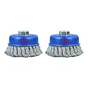SALI 2 Pack Wire Cup Brush, 4 Inch Twisted Knotted Cup Brush for Grinders, with 5/8-11 Inch Arbor for Heavy Cleaning Rust, Stripping and Abrasive, for Angle Grinder