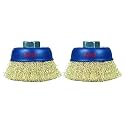 SALI 2 Pack Wire Cup Brush, 3 Inch Coarse Crimped Cup Brush for Grinders, with 5/8-11 Inch Arbor for Heavy Cleaning Rust, Stripping and Abrasive, for Angle Grinder