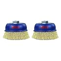 SALI 2 Pack Wire Cup Brush, 4 Inch Coarse Crimped Cup Brush for Grinders, with 5/8 Inch Arbor for Heavy Cleaning Rust, Stripping and Abrasive, for Angle Grinder