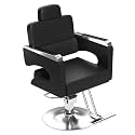 Salon Chair for Hair Stylist, Barber Chair with Heavy Duty Hydraulic Pump, Stylist Chair for Barbershop,Silla de Barberia 360 Degrees Rolling Swivel Spa Beauty Equipment for Hair Stylist, Black/Silver