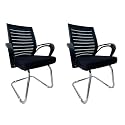 SALON Visitor Chair With Arm Rest for Home Office Study Reception School College Use - Steel Frame, Cushioned Seat, Without Wheels (2, Black, Boom Back Single Pipe Frame)