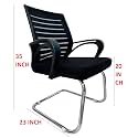 SALON Visitor Chair With Arm Rest for Home Office Study Reception School College Use - Steel Frame, Cushioned Seat, Without Wheels (1, Black, Boom Back Single Pipe Frame)
