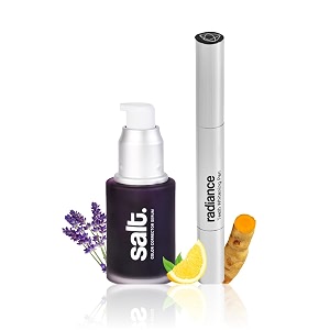 salt oral care teeth whitening combo  aura purple color corrector serum amp radiance whitening pen  instantly brightens amp reduces yellow tones  with lemon peel aloe vera amp lavender mint  vegan amp sls-free
