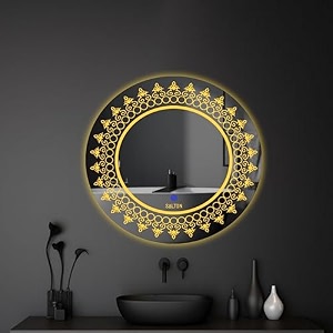 salton premium frameless round led bathroom mirror for wall  2424 inches -led mirror for decoration with touch sensor