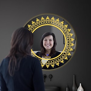 salton premium frameless round led mirror wall mounted mirror 2424 inches mirror for bathroom warm cool amp natural lights