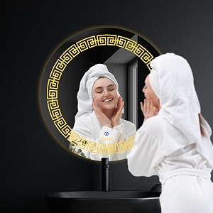 salton premium frameless round led mirror wall mounted mirror 2424 inches mirror for bathroom warm cool amp natural lights