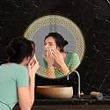 SALTON Premium Frameless Round Led Mirror Wall Mounted Mirror, 24×24 Inches Mirror for Bathroom, Warm, Cool &amp; Natural Lights