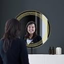 SALTON Premium Frameless Round Led Mirror Wall Mounted Mirror, 24×24 Inches Mirror for Bathroom, Warm, Cool &amp; Natural Lights