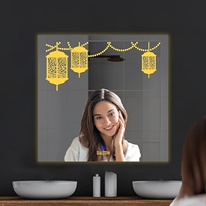 salton premium frameless round led mirror wall mounted mirror 2424 inches mirror for bathroom warm cool amp natural lights