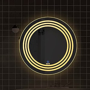 salton premium frameless round wall mounted led mirror 2424 inches warm cool amp natural lights slm-r2424-7