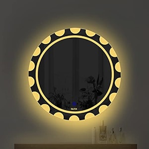 salton premium frameless round wall mounted led mirror 2424 inches warm cool amp natural lights slm-r2424-4