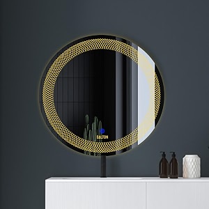 salton premium frameless round led mirror wall mounted mirror 2424 inches mirror for bathroom warm cool amp natural lights