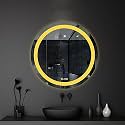 SALTON Premium Frameless Round Led Mirror Wall Mounted Mirror, 24×24 Inches Mirror for Bathroom, Warm, Cool &amp; Natural Lights