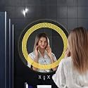SALTON Premium Frameless Round Led Mirror Wall Mounted Mirror, 24×24 Inches Mirror for Bathroom, Warm, Cool &amp; Natural Lights