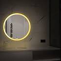 SALTON Premium Frameless Round Led Mirror Wall Mounted Mirror, 24×24 Inches Mirror for Bathroom, Warm, Cool &amp; Natural Lights