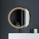 SALTON Premium Frameless Round Led Mirror Wall Mounted Mirror, 24×24 Inches Mirror for Bathroom, Warm, Cool &amp; Natural Lights