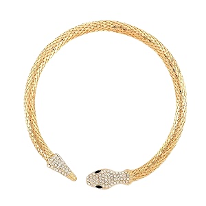 salve serpent zircon studded choker  flexible bendable bling party statement snake charm necklace  festive gifts for women