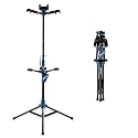 Salvori Folding Triple Guitar Stand with Auto-Lock System and Soild Tripod, Triple/Multiple Guitar Stand/Holder/Rack for Single Bass, Acoustic, Electric, Classical Guitar or Ukulele