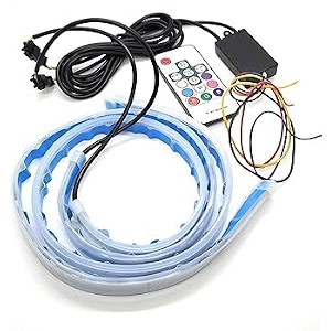 sam 1 pair rgb 12v universal ultra bright daytime running led lights waterproof strip drl lamp for cars amp bikes with remote sequential flow rgb multicolor turn signal light lamp drl