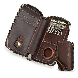 sam39s design genuine leather key casemens leather cowhide key chain bagkeyring card id holder wallet purse brown