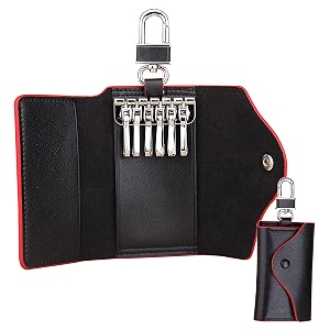 sam39s design genuine leather key casemens leather cowhide key chain bagkeyring card id holder wallet purse brown